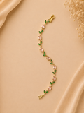 Pink & Green Floral Tennis Bracelet