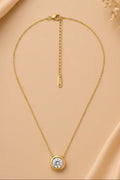 Gold Solitaire Crystal Pendant Necklace