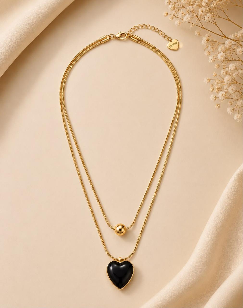 Black Heart Double-Layer Necklace