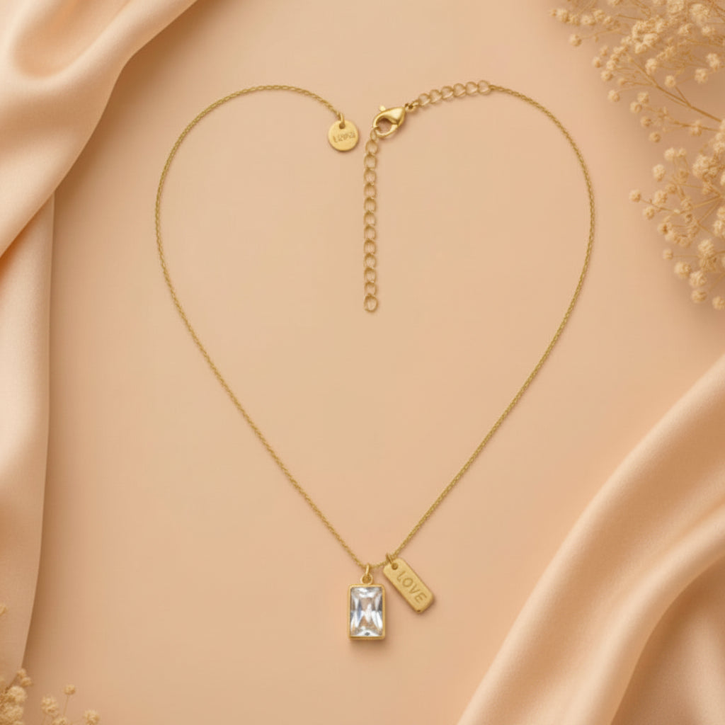 Gold Crystal Love Necklace