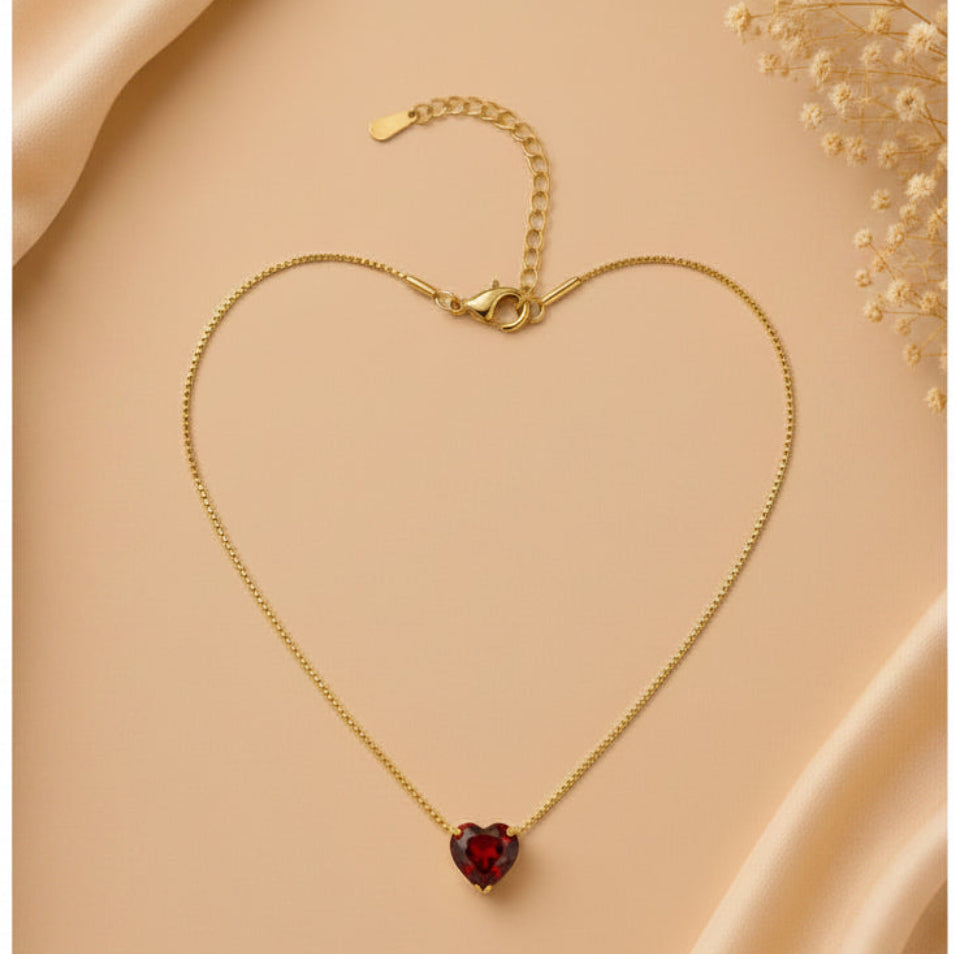 Red Heart Crystal Necklace