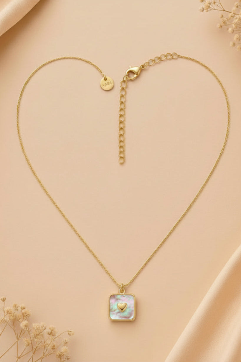 Gold Heart Mother of Pearl Necklace