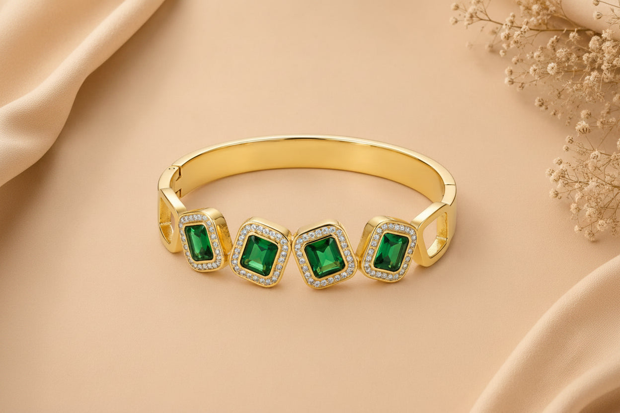 Emerald Crystal Bangle Bracelet