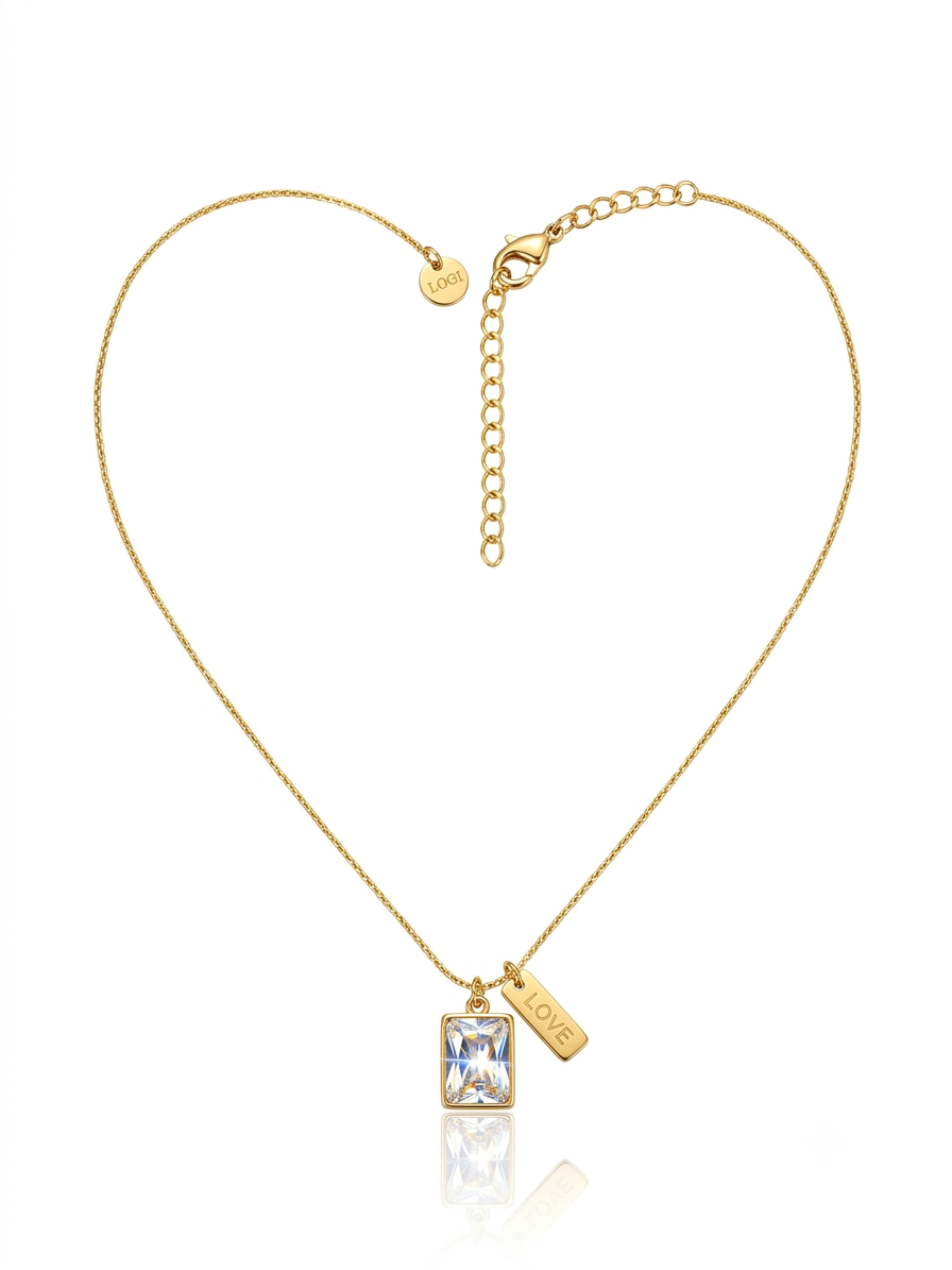 Gold Crystal Love Necklace — Elegant Women's Jewelry by Shemon