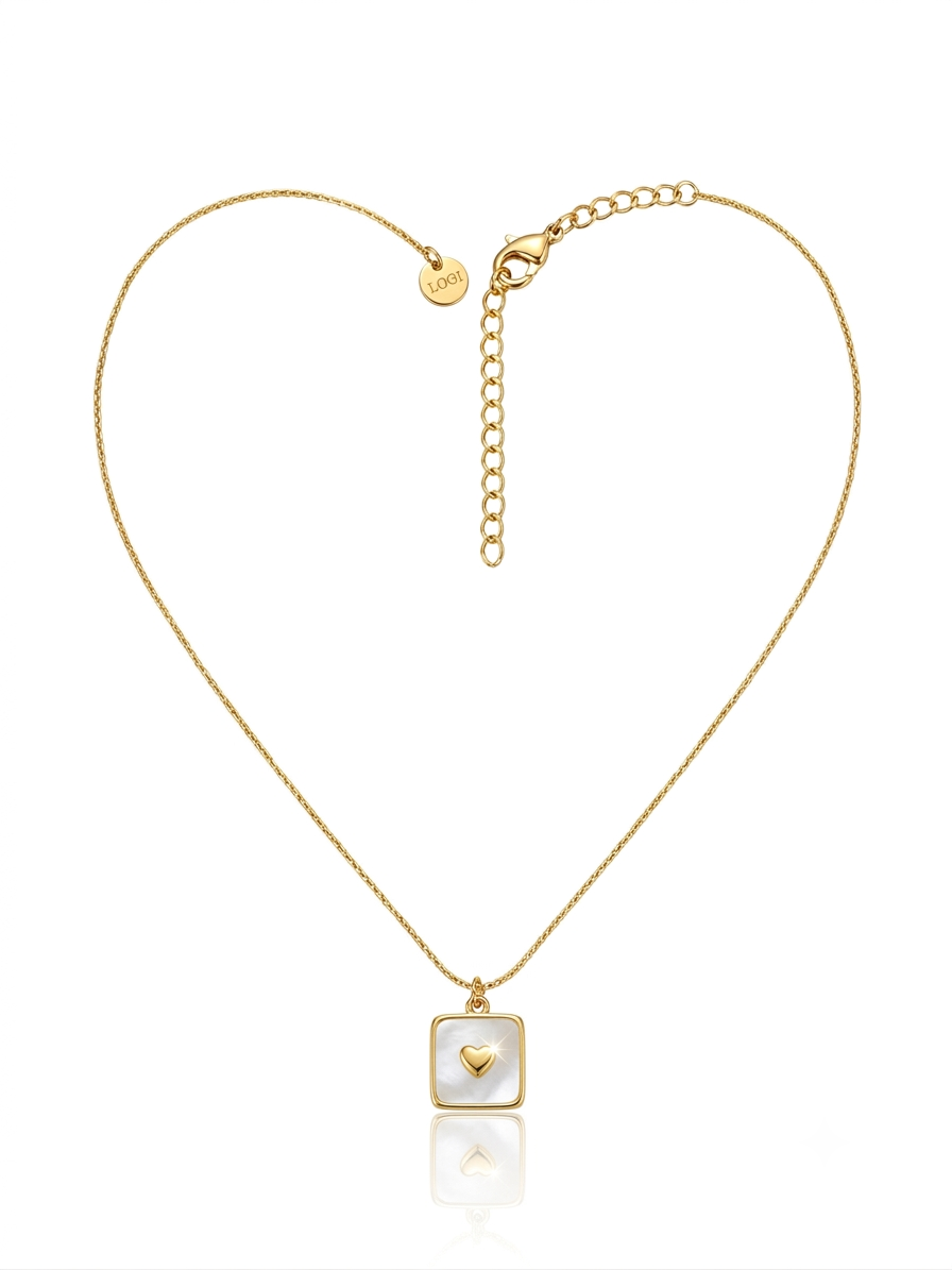 Gold Heart Mother of Pearl Necklace