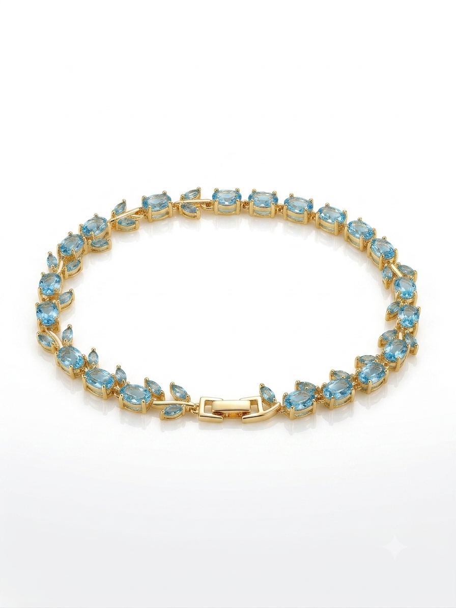 Blue Topaz Crystal Tennis Bracelet