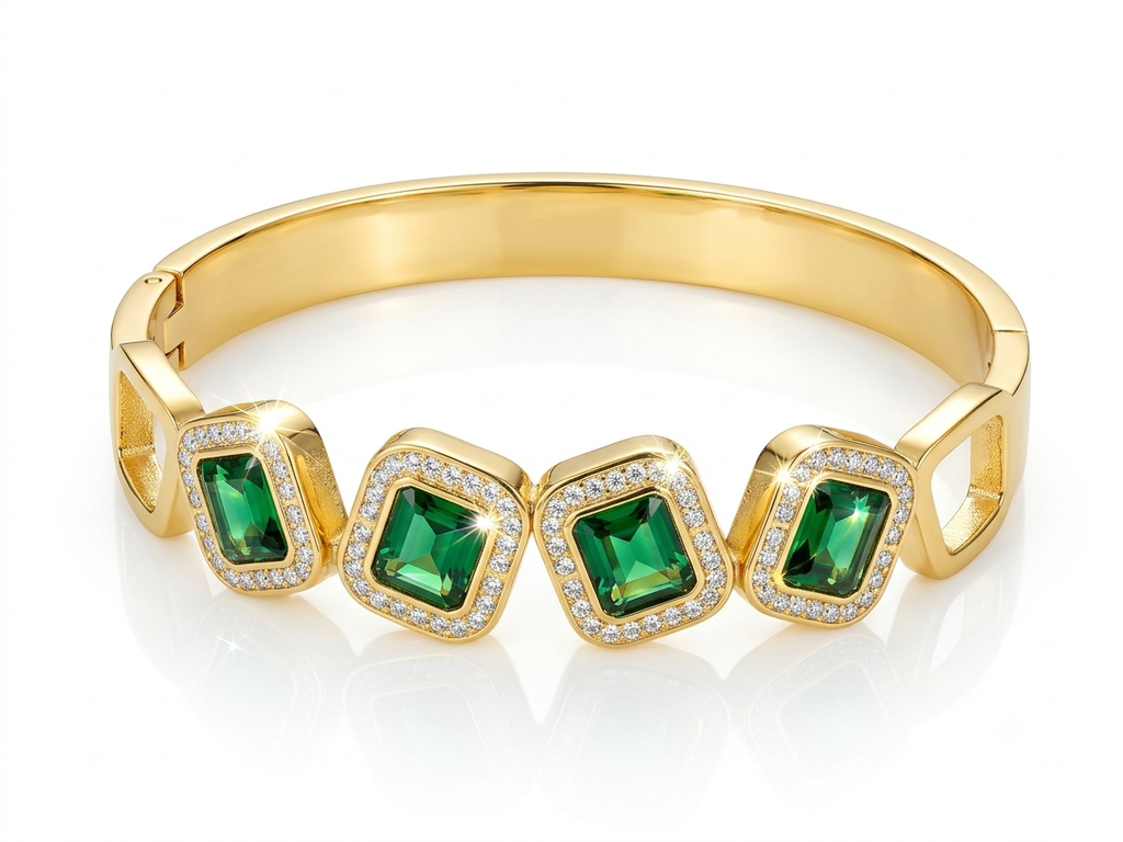 Gold Diamond Crystal Bangle Bracelet