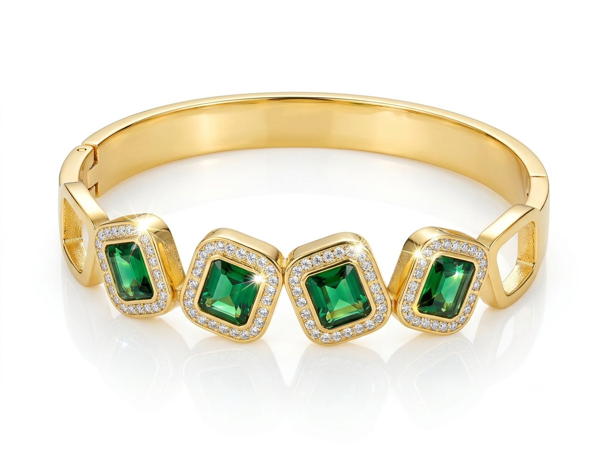 Emerald Crystal Bangle Bracelet