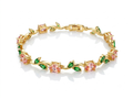 Pink & Green Floral Tennis Bracelet