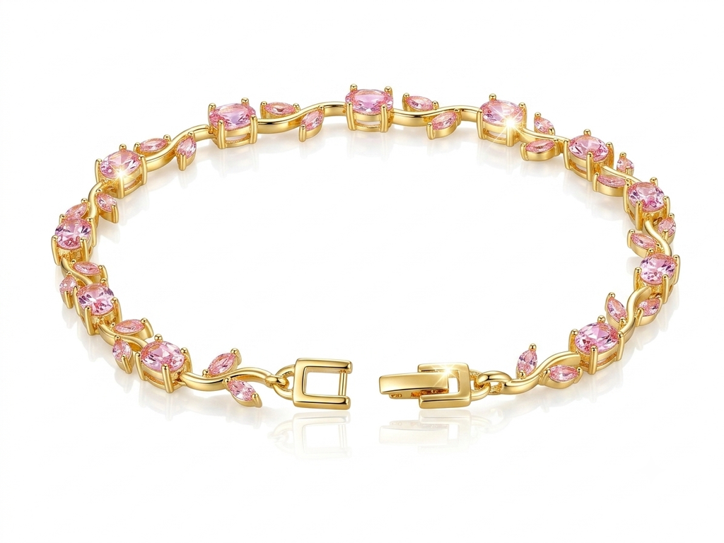Pink Crystal Tulip Bracelet — Shemon Jewelry