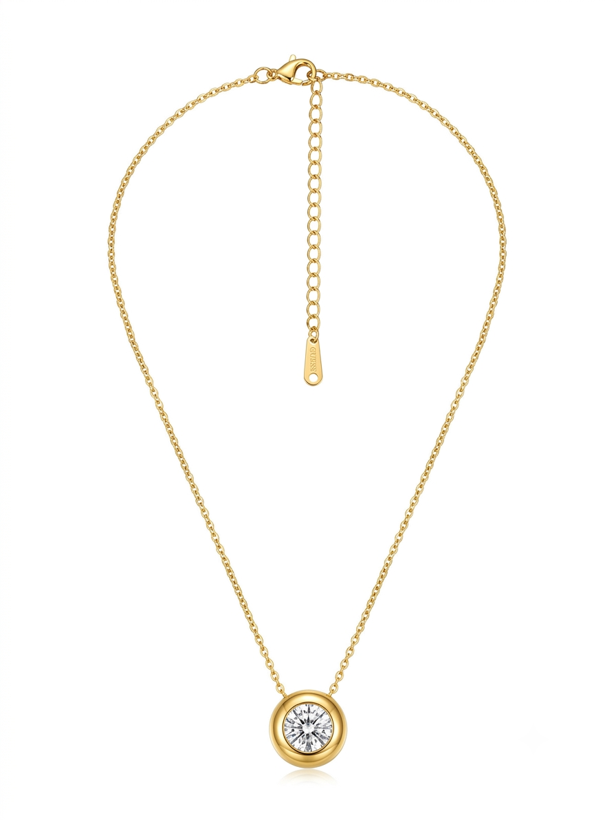 Gold Solitaire Crystal Pendant Necklace — Shemon Jewelry