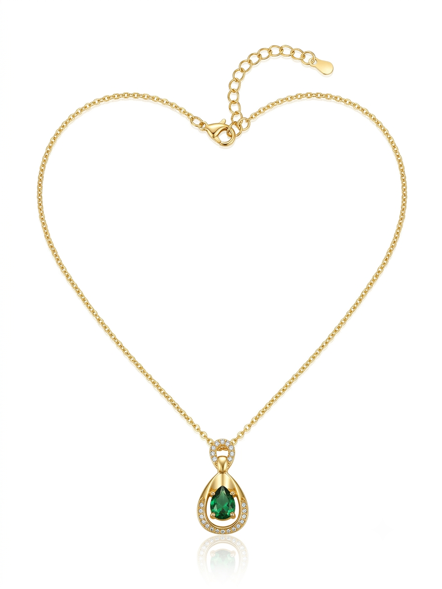 Emerald Teardrop Pendant Necklace