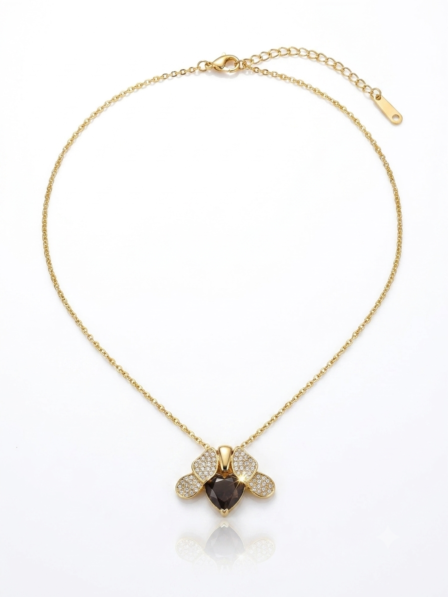 black Heart Butterfly Necklace