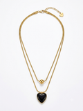 Black Heart Double-Layer Necklace