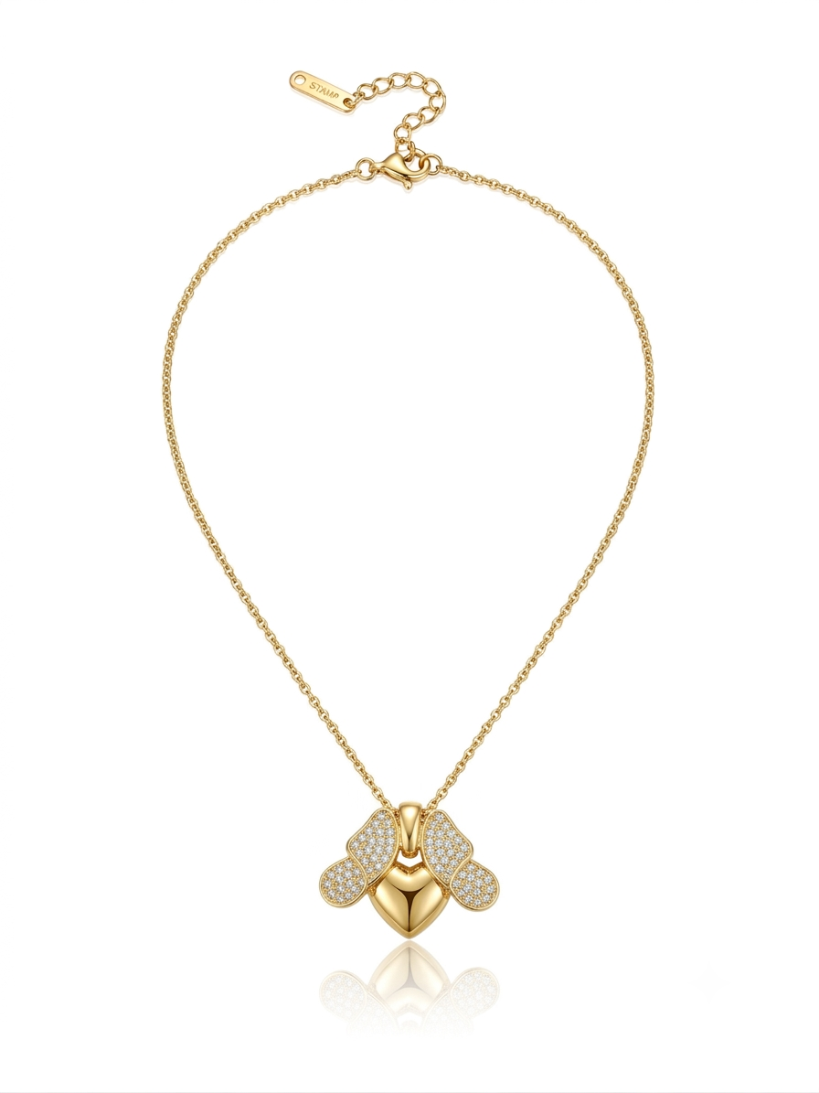 Gold Crystal Bee Pendant Necklace